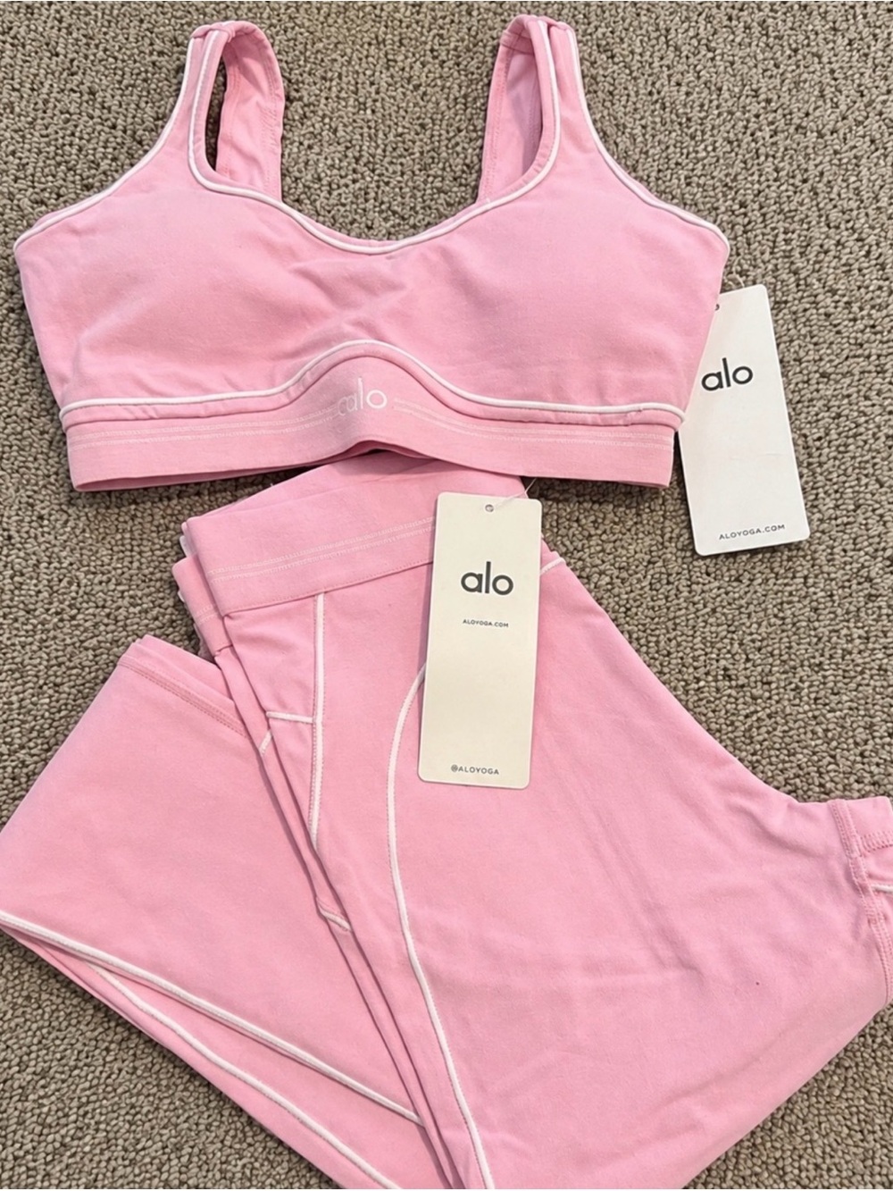 Alo Women's Pink Sports Bra & Legging Set